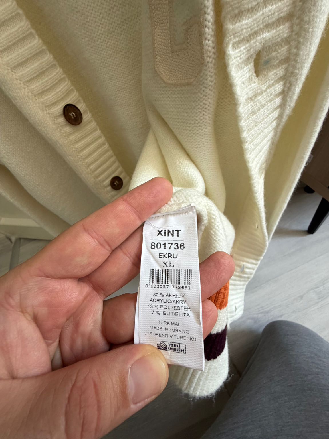 Xint Marka Krem Renk Hırka XL — görsel 3/3