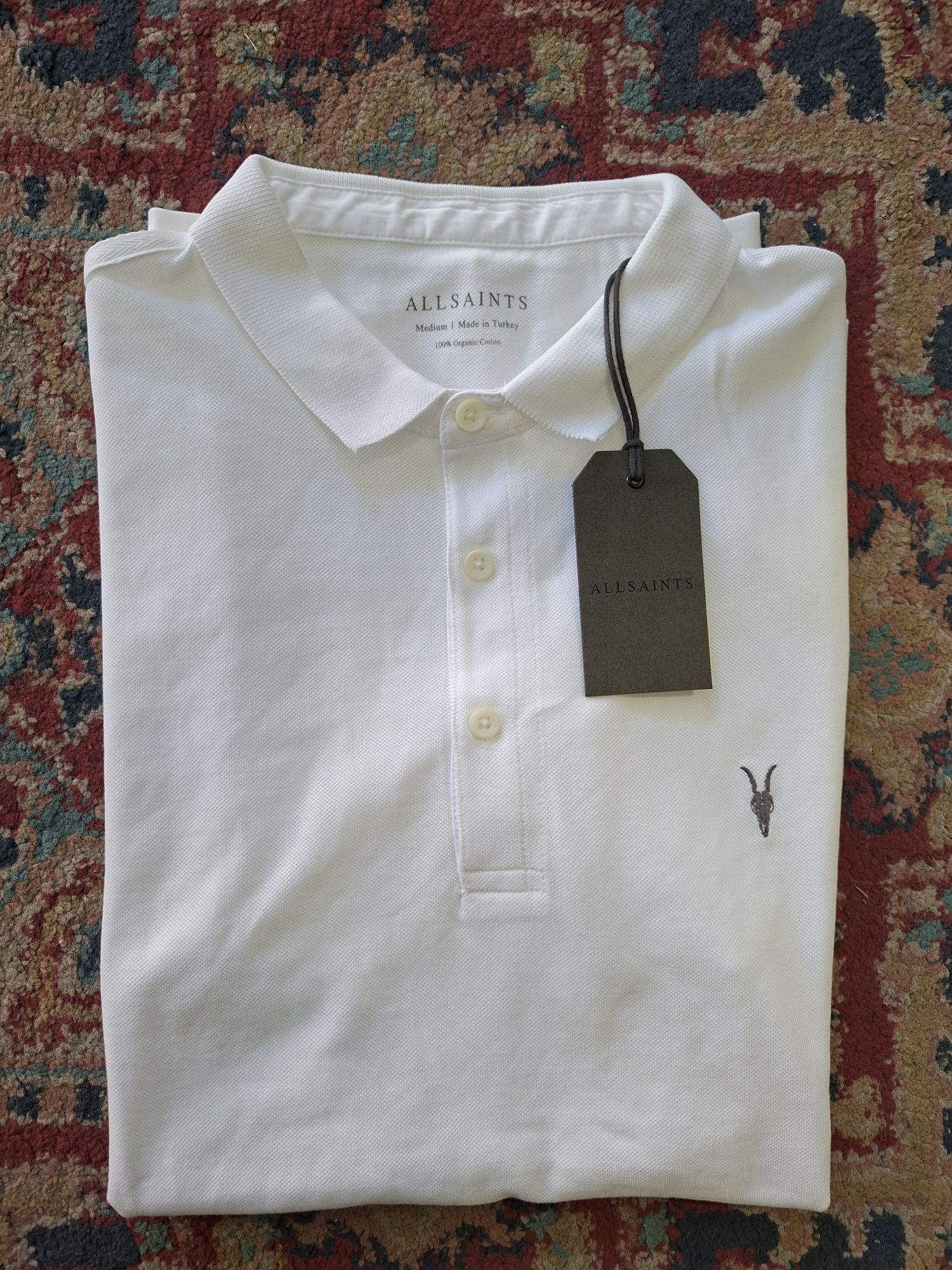 All Saints Beyaz Polo Yaka T-Shirt — görsel 3/4