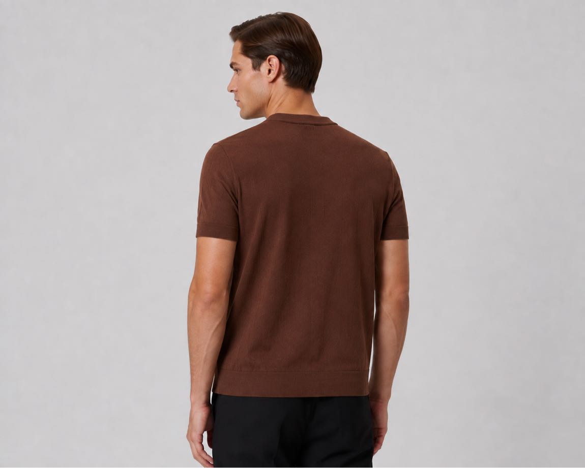 ZEGNA Kahverengi Polo Yaka Triko T-shirt — görsel 7/7
