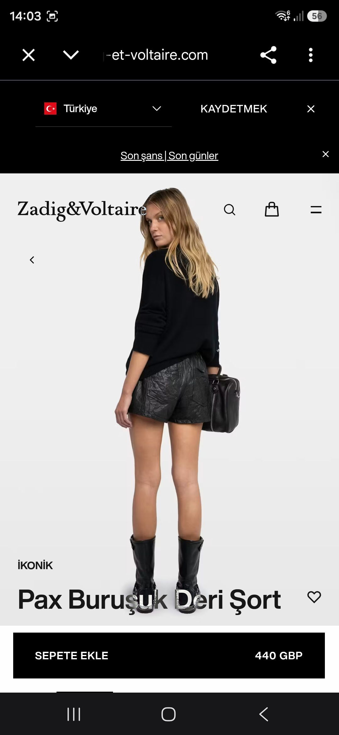 Zadig & Voltaire Buruşuk Deri Şort — görsel 15/20
