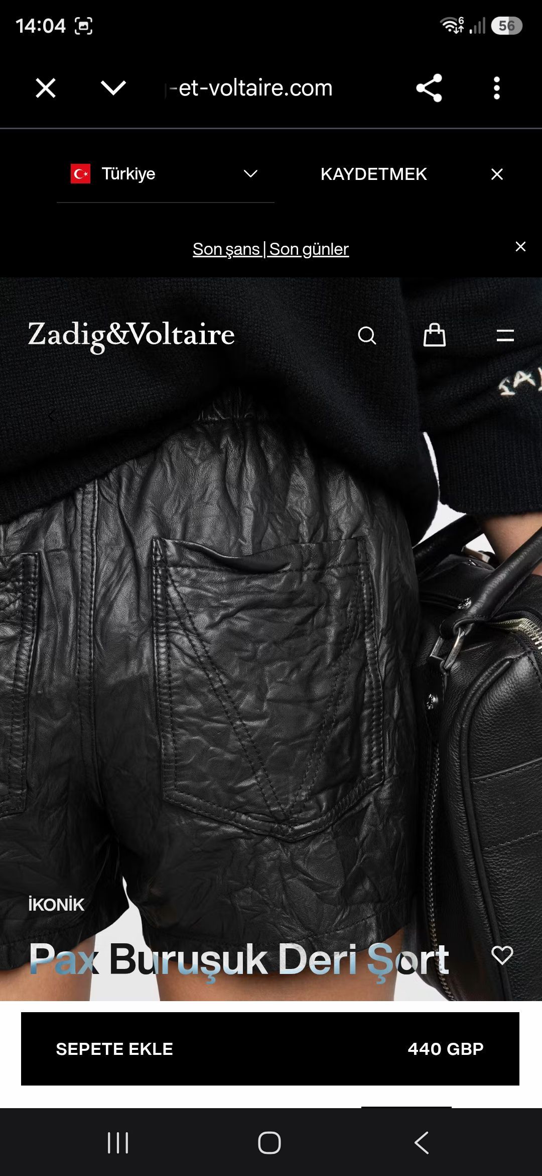 Zadig & Voltaire Buruşuk Deri Şort — görsel 17/20