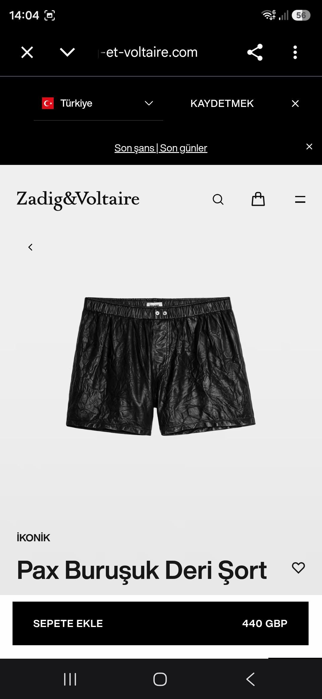 Zadig & Voltaire Buruşuk Deri Şort — görsel 19/20