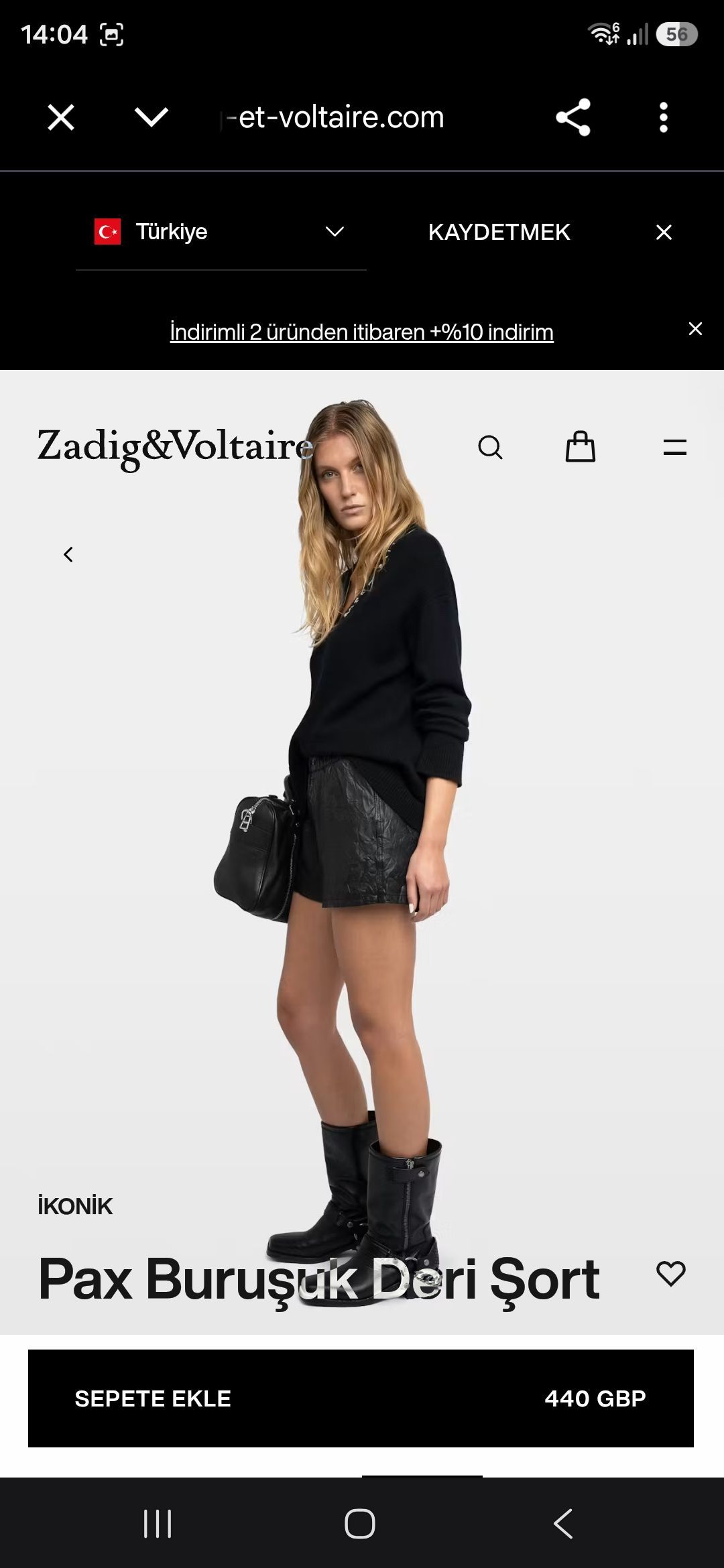 Zadig & Voltaire Buruşuk Deri Şort — görsel 16/20