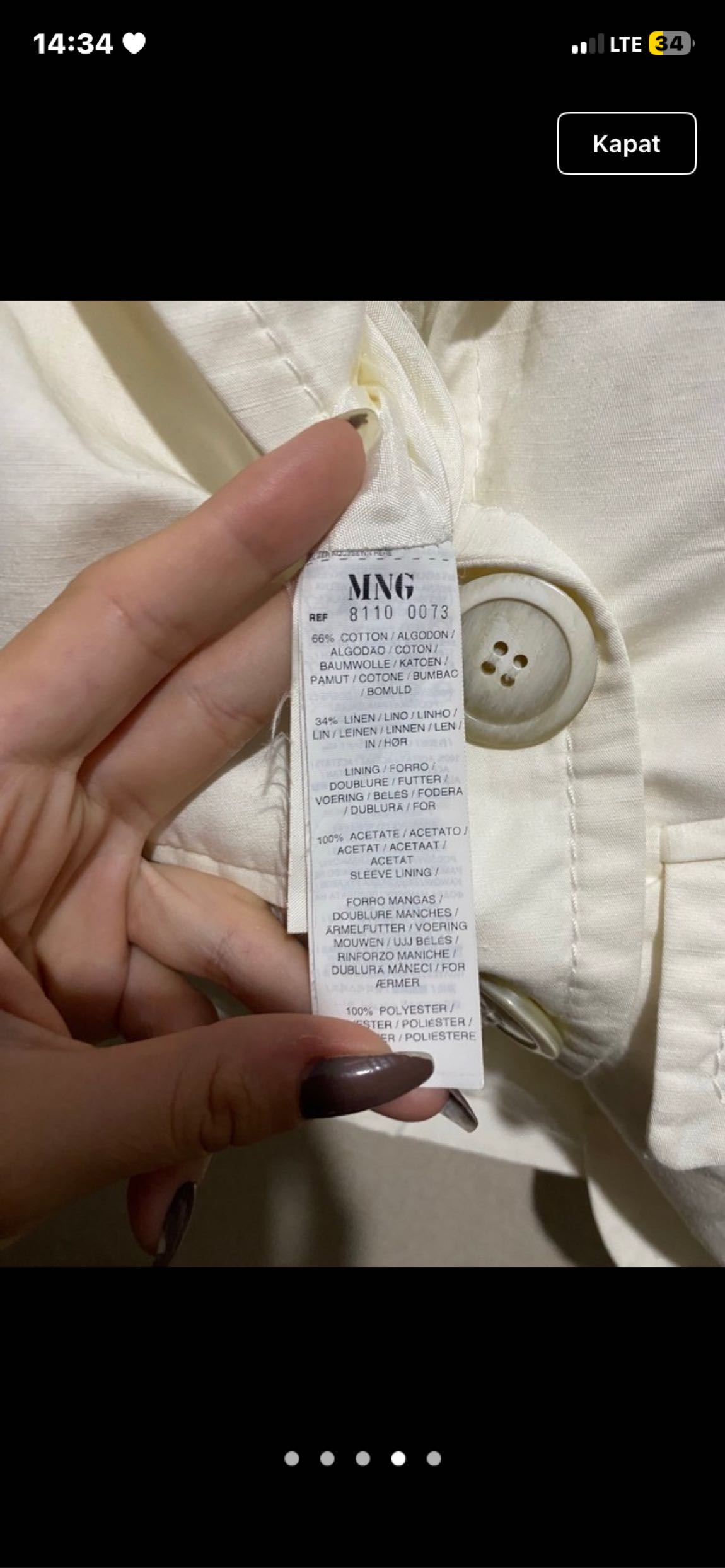 Mango Beyaz Blazer Ceket — görsel 4/4
