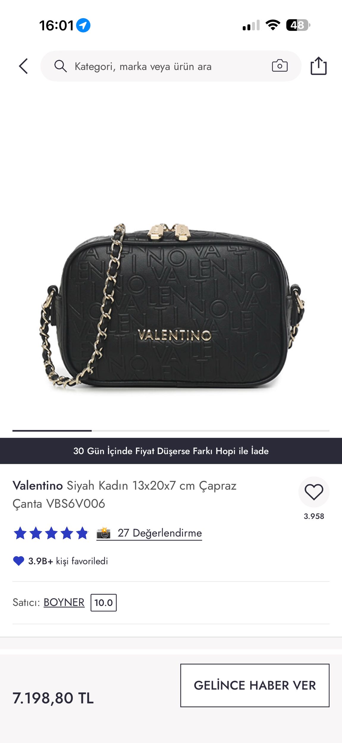 Valentino Siyah Omuz Çantası — görsel 7/7