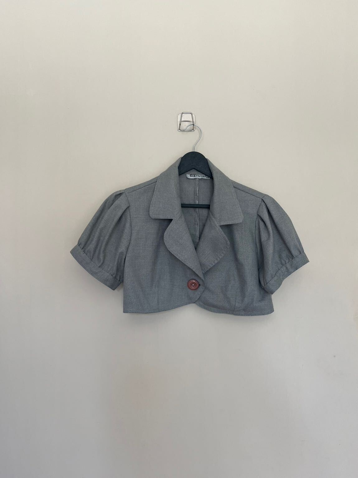 Gri Şık Kısa Kollu denim bolero Ceket — görsel 2/3