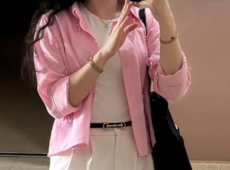 Pembe kurdele detaylı gömlek — görsel 2/6