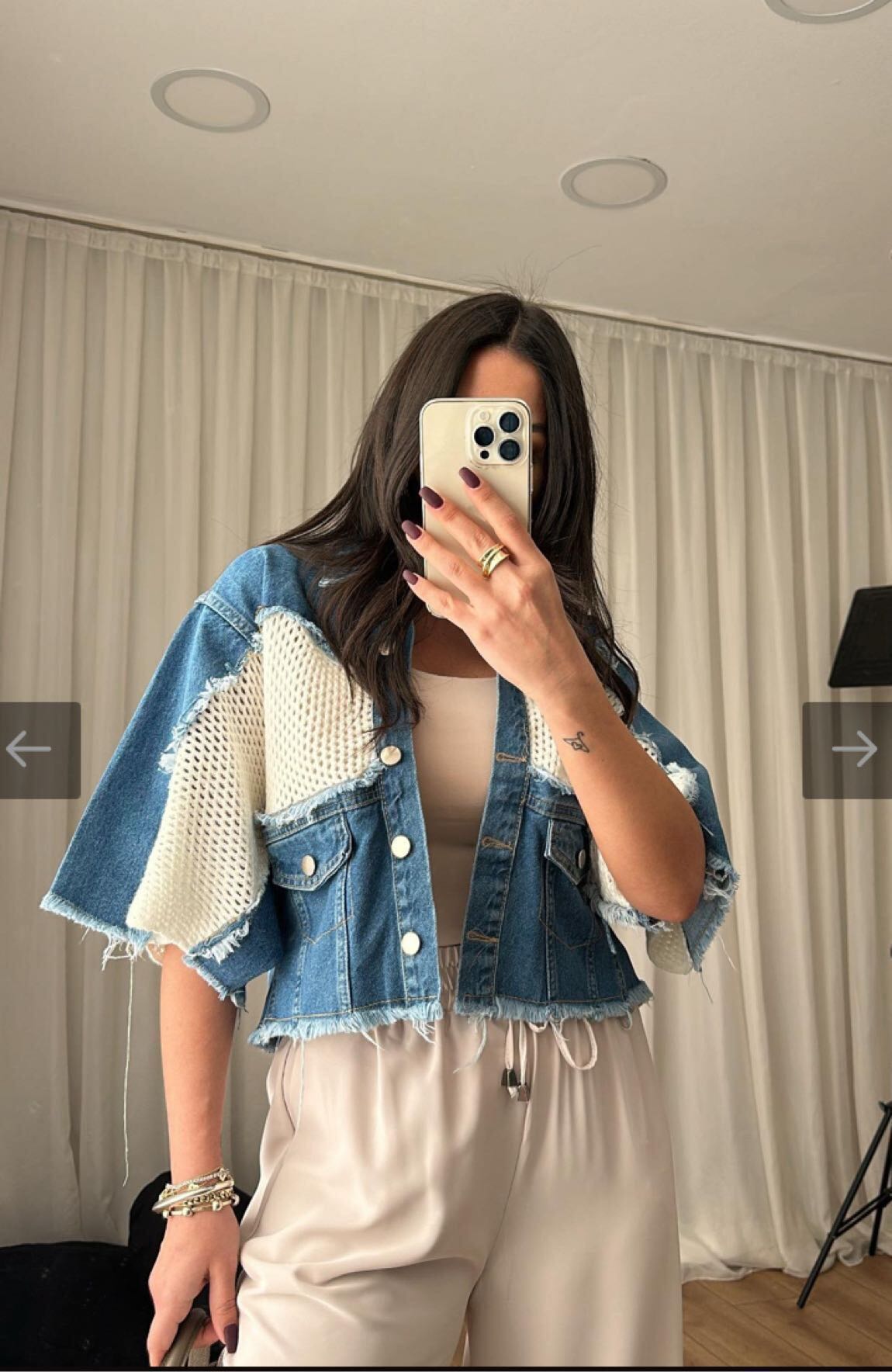Triko detaylı denim ceket — görsel 2/4