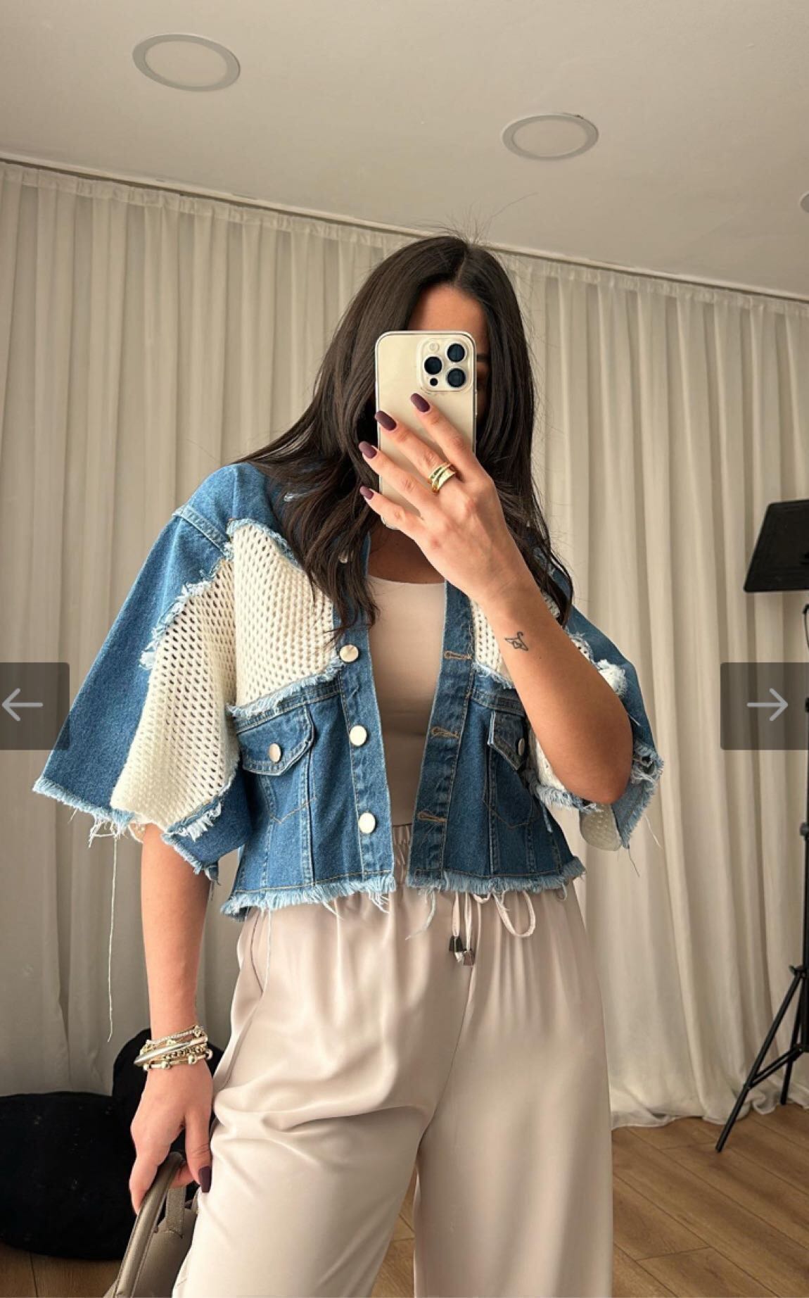 Triko detaylı denim ceket — görsel 3/4