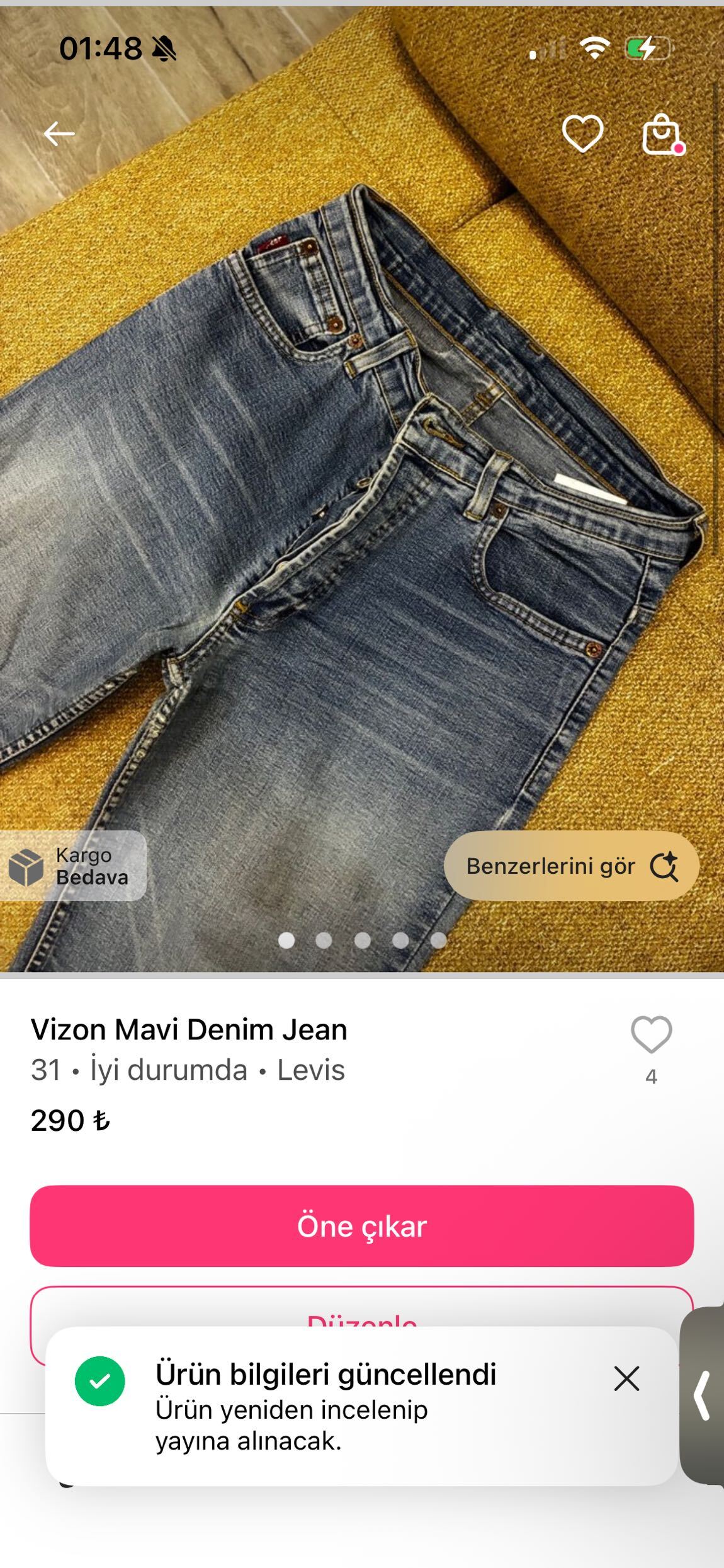Mavi Kot Pantolon LEVİS — görsel 5/5