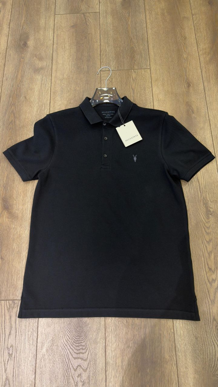 All Saints Siyah Polo Yaka Tişört — görsel 2/4