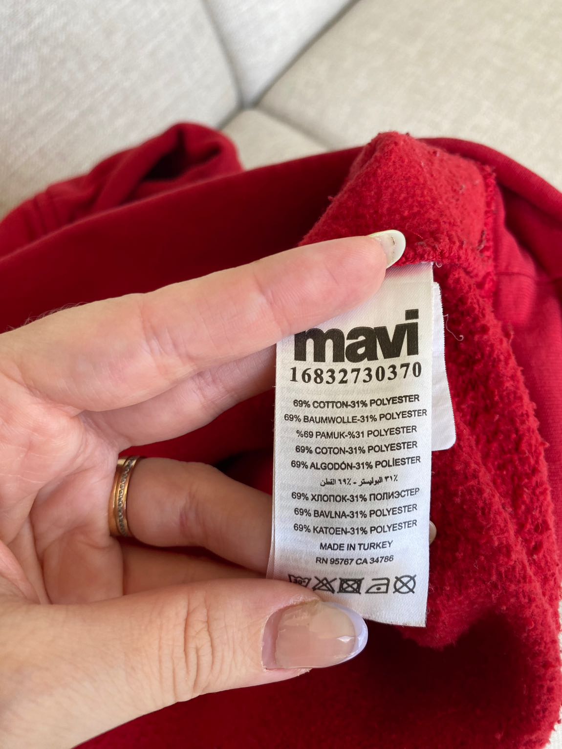 Mavi Kırmızı Kapüşonlu Sweatshirt — görsel 11/11