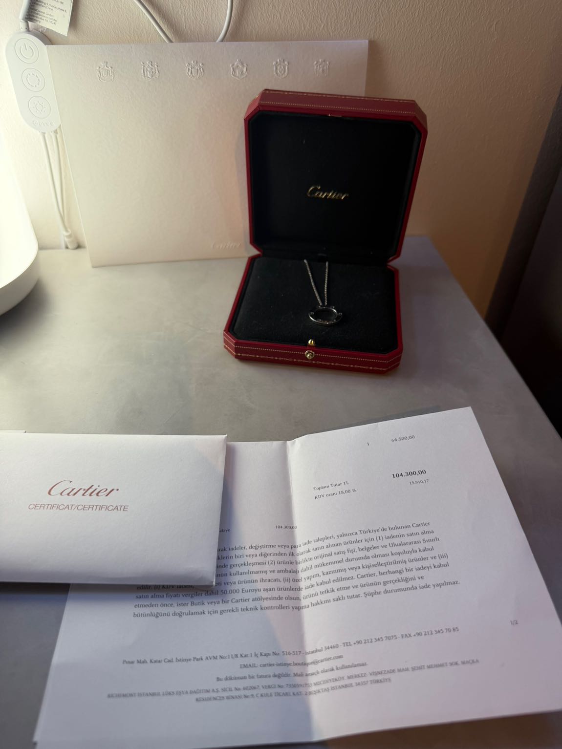 Cartier Love Kolye Beyaz Altın Orjinal — görsel 5/7