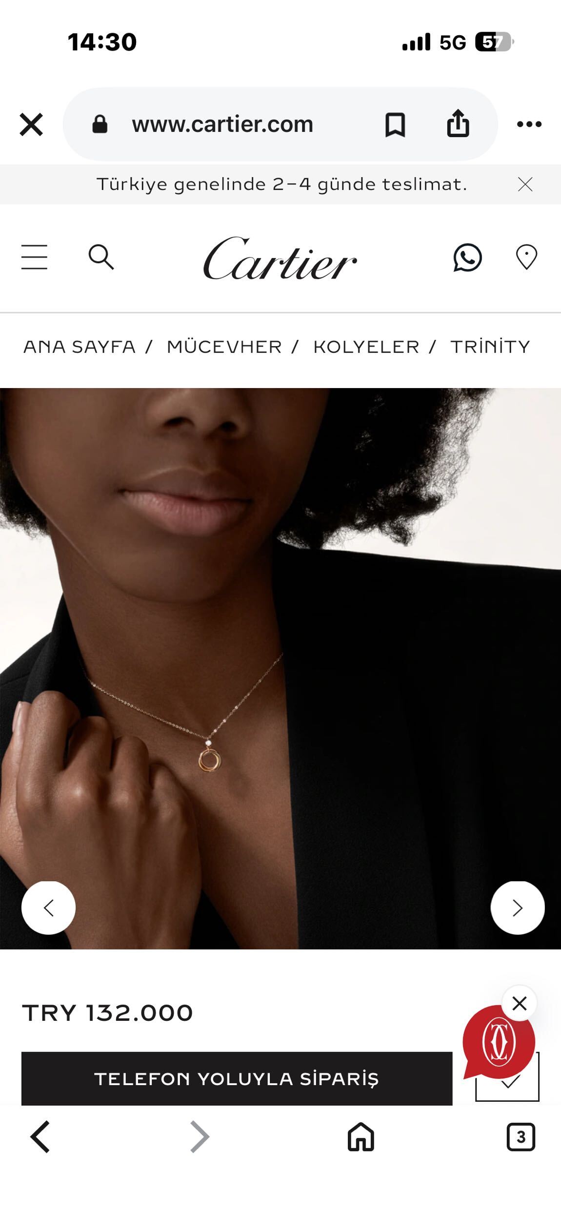 Cartier Trinity Kolye — görsel 9/11