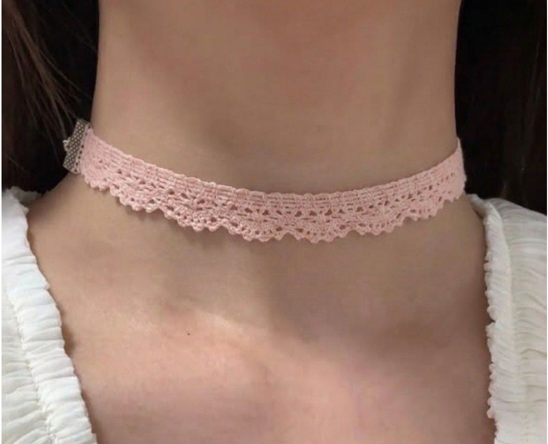 dantelli puantiyeli pullu chocker kolye — görsel 5/9