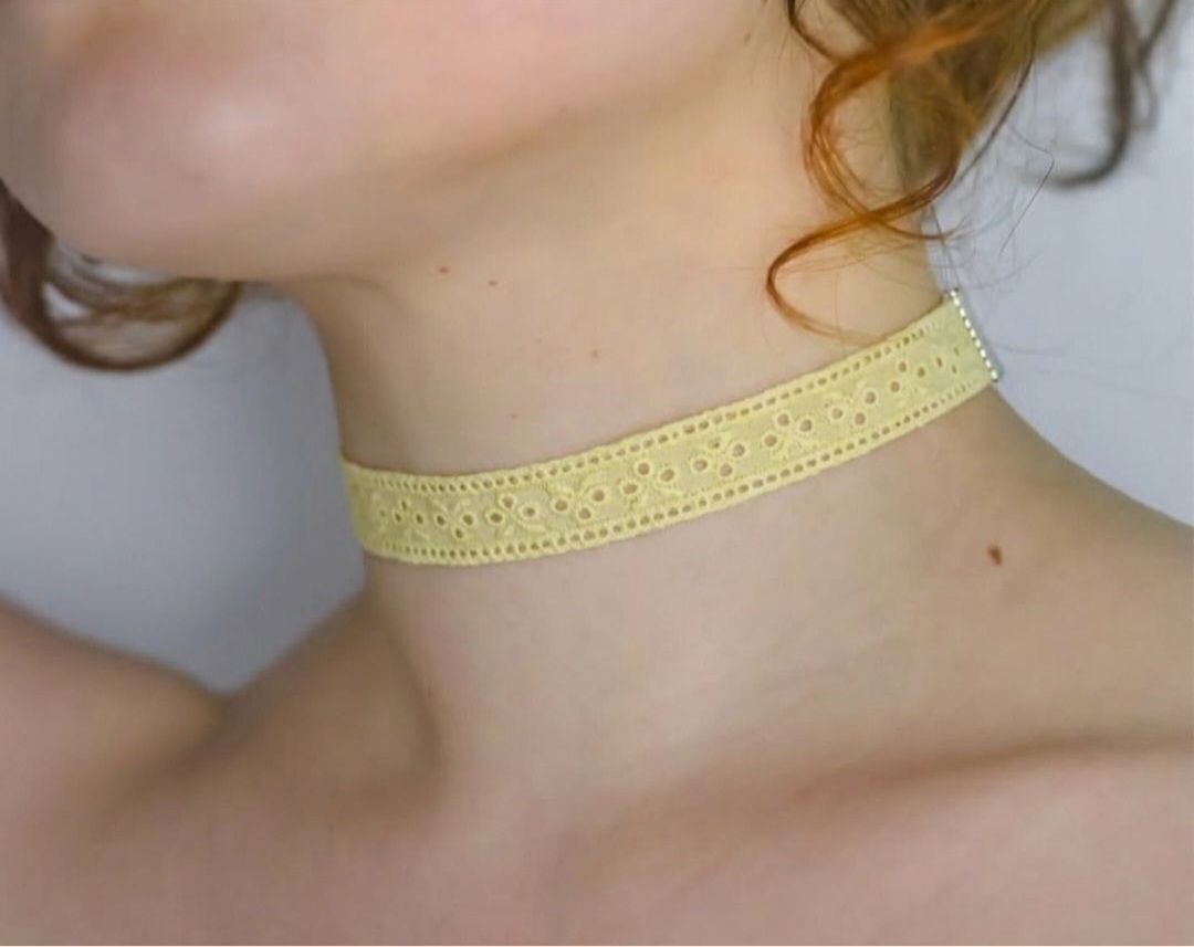 dantelli puantiyeli pullu chocker kolye — görsel 9/9