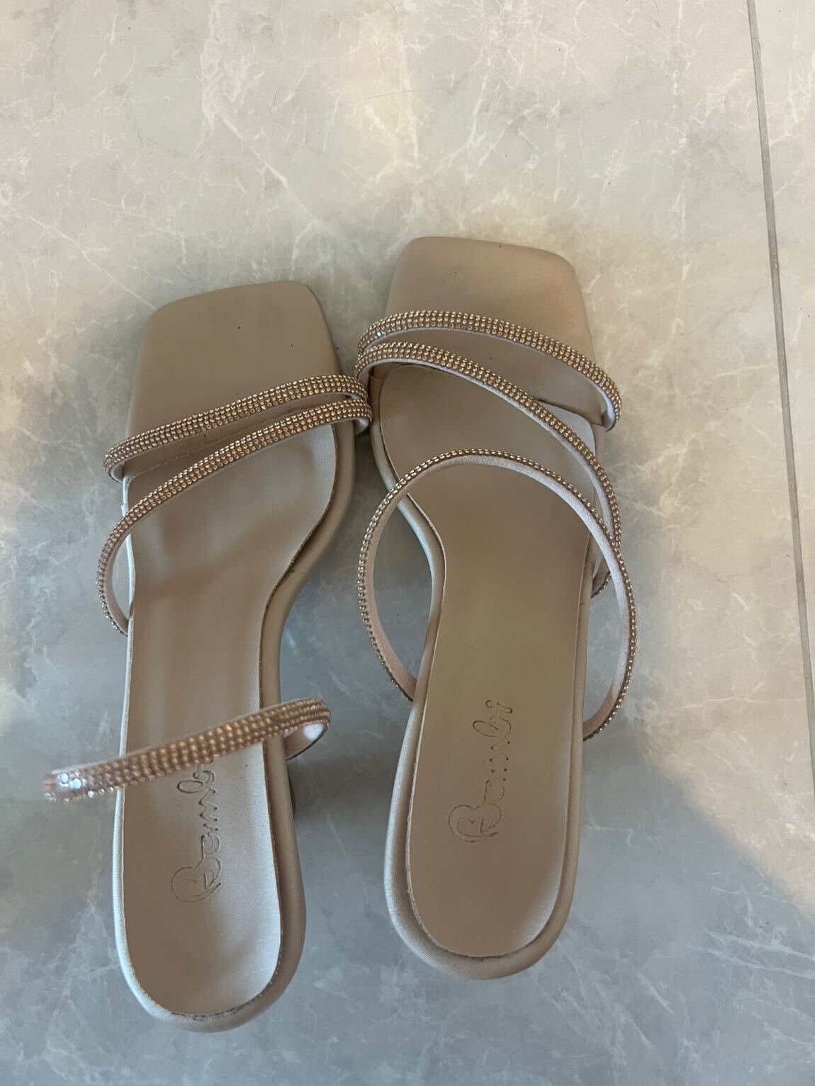 Bambi Bej Taşlı Sandalet Terlik — görsel 6/6