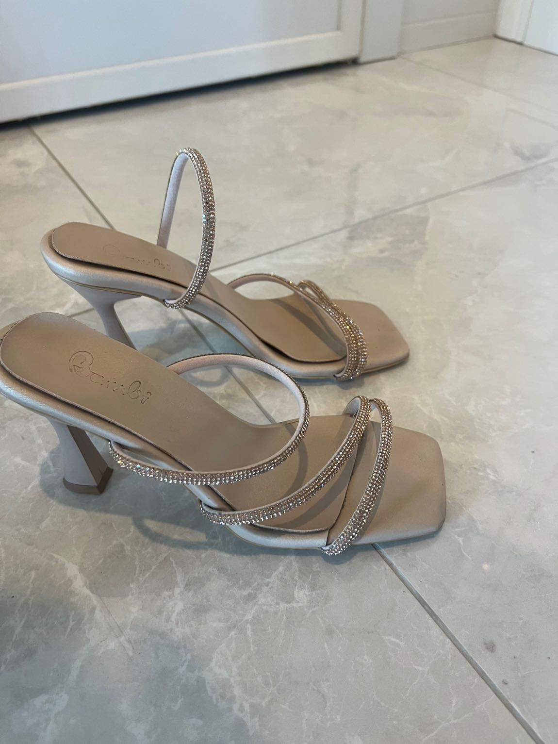 Bambi Bej Taşlı Sandalet Terlik — görsel 4/6