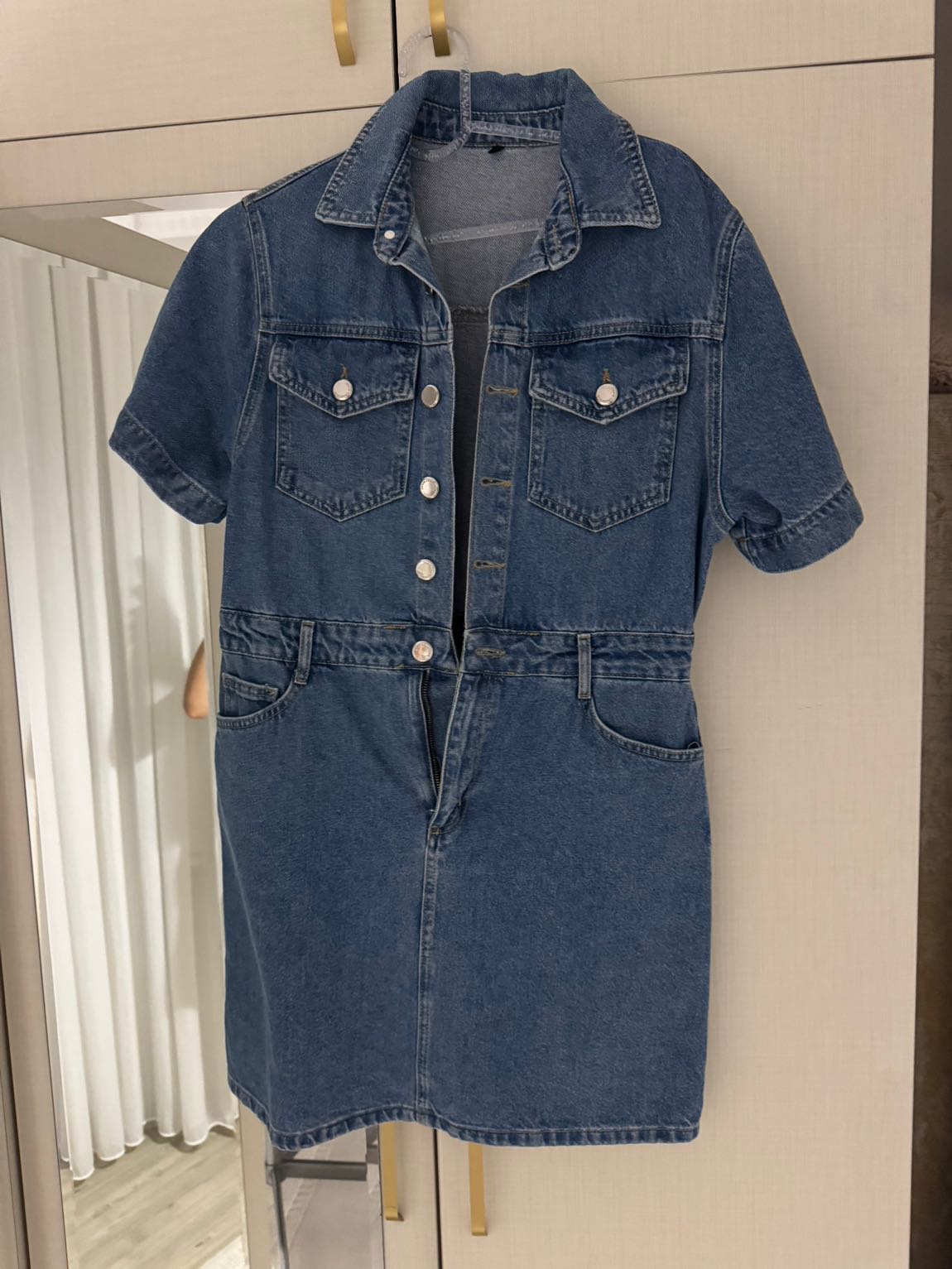 Mavi Kot denim kısa Elbise — görsel 3/4