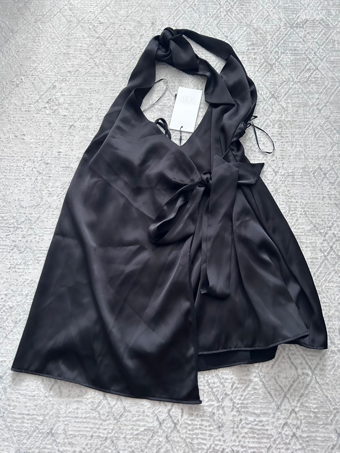 Zara Saten Halter Yaka Mini Elbise — görsel 5/6