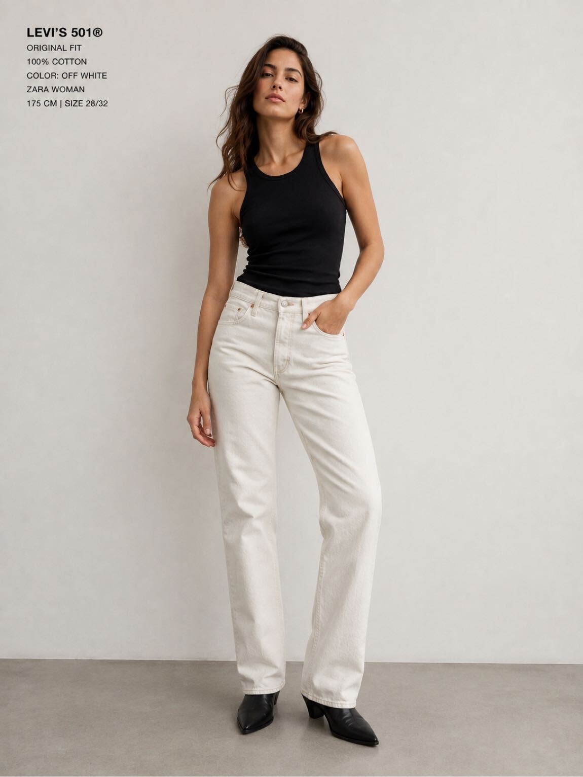 Levi's 501 Beyaz Kot Pantolon — görsel 2/17