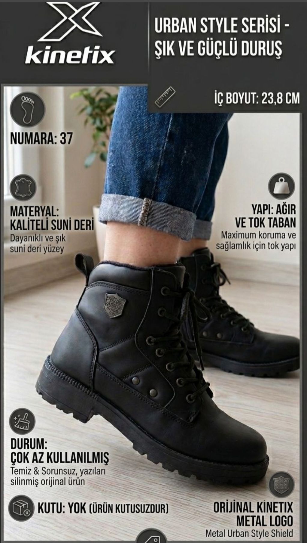 ✨️Kinetix Urban Style Siyah Bot✨️ — görsel 2/13