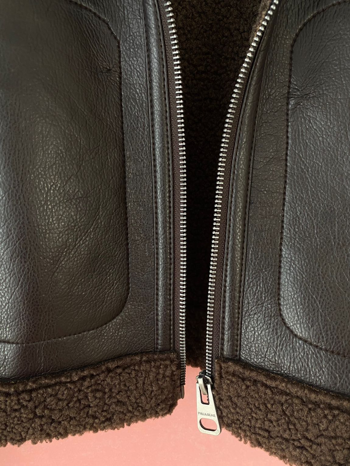 Pull & Bear Kahverengi Suni Deri Ceket — görsel 4/5