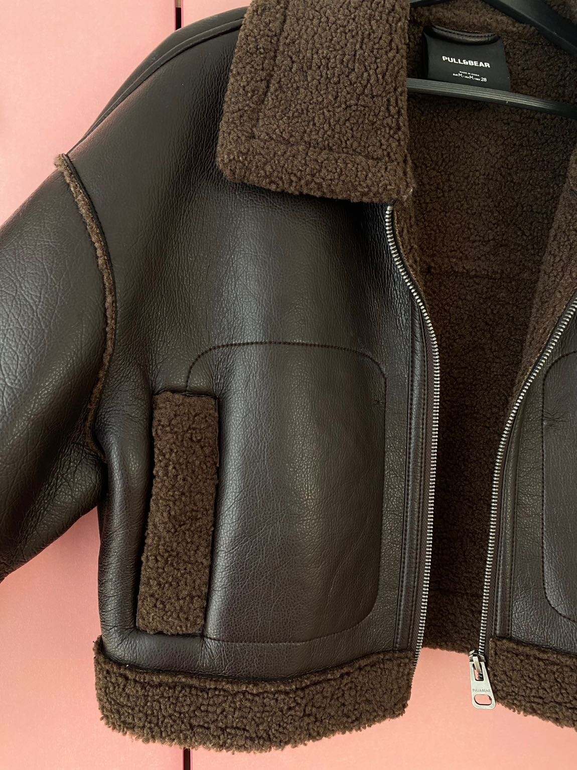 Pull & Bear Kahverengi Suni Deri Ceket — görsel 2/5