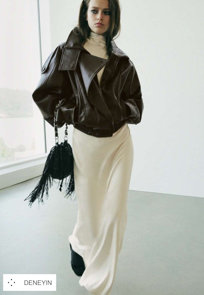 Zara Model Siyah Deri Ceket L — görsel 4/4