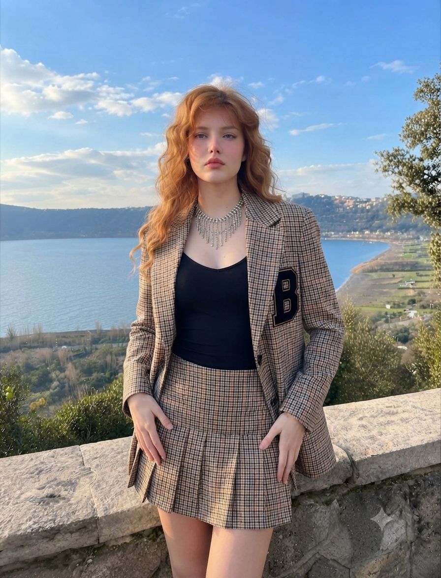 Bershka Ekose Ceket Etek Takım — görsel 6/10