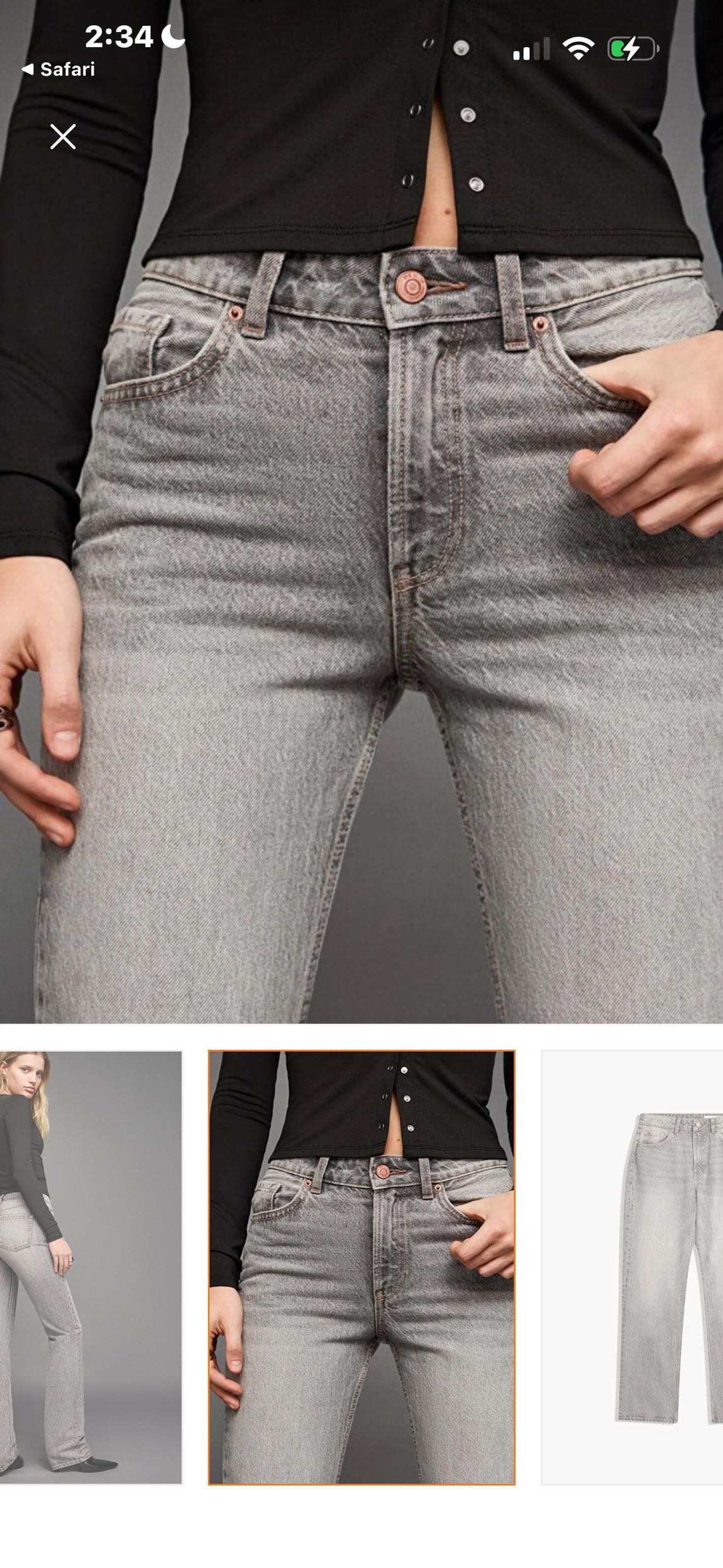 Gri Straight Leg Jean Pantolon — görsel 3/8