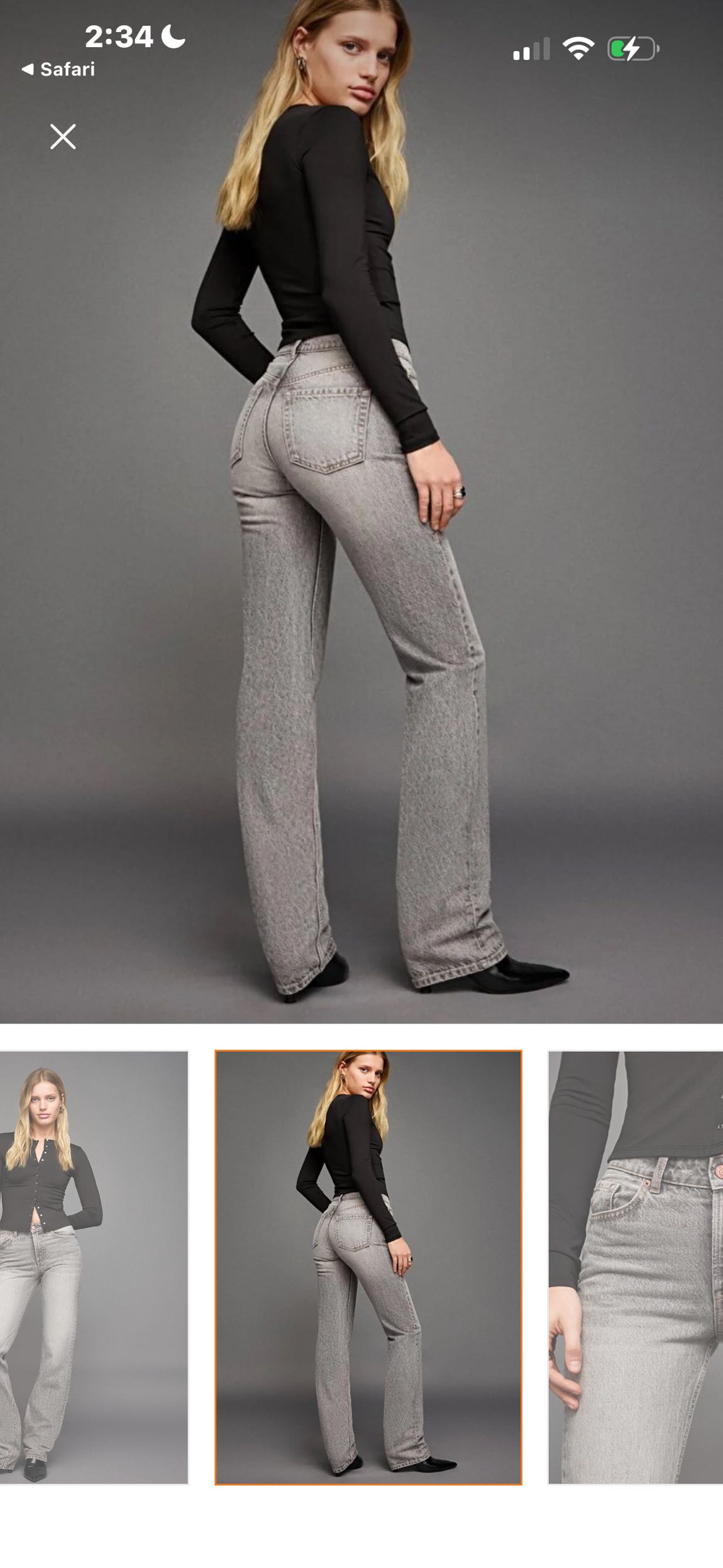 Gri Straight Leg Jean Pantolon — görsel 2/8