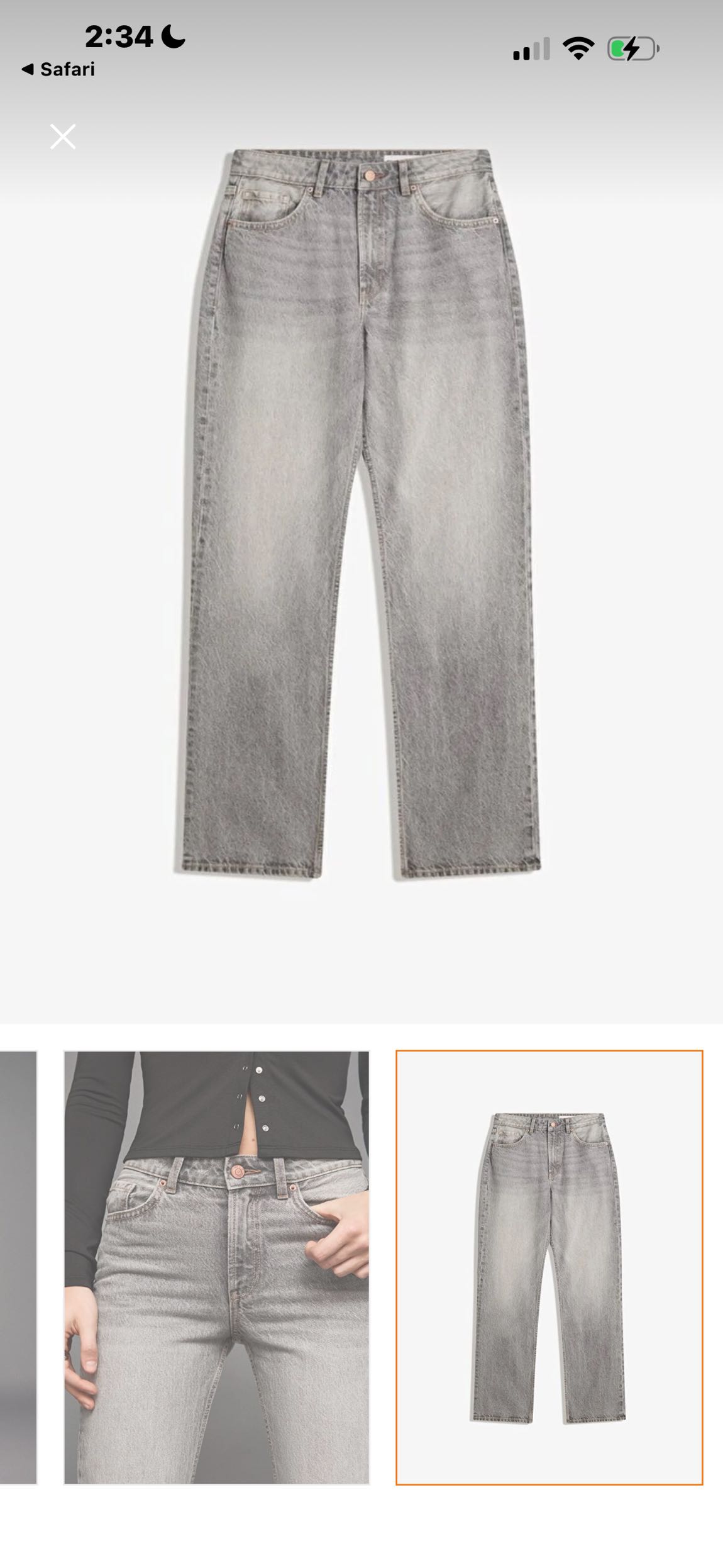 Gri Straight Leg Jean Pantolon — görsel 4/8