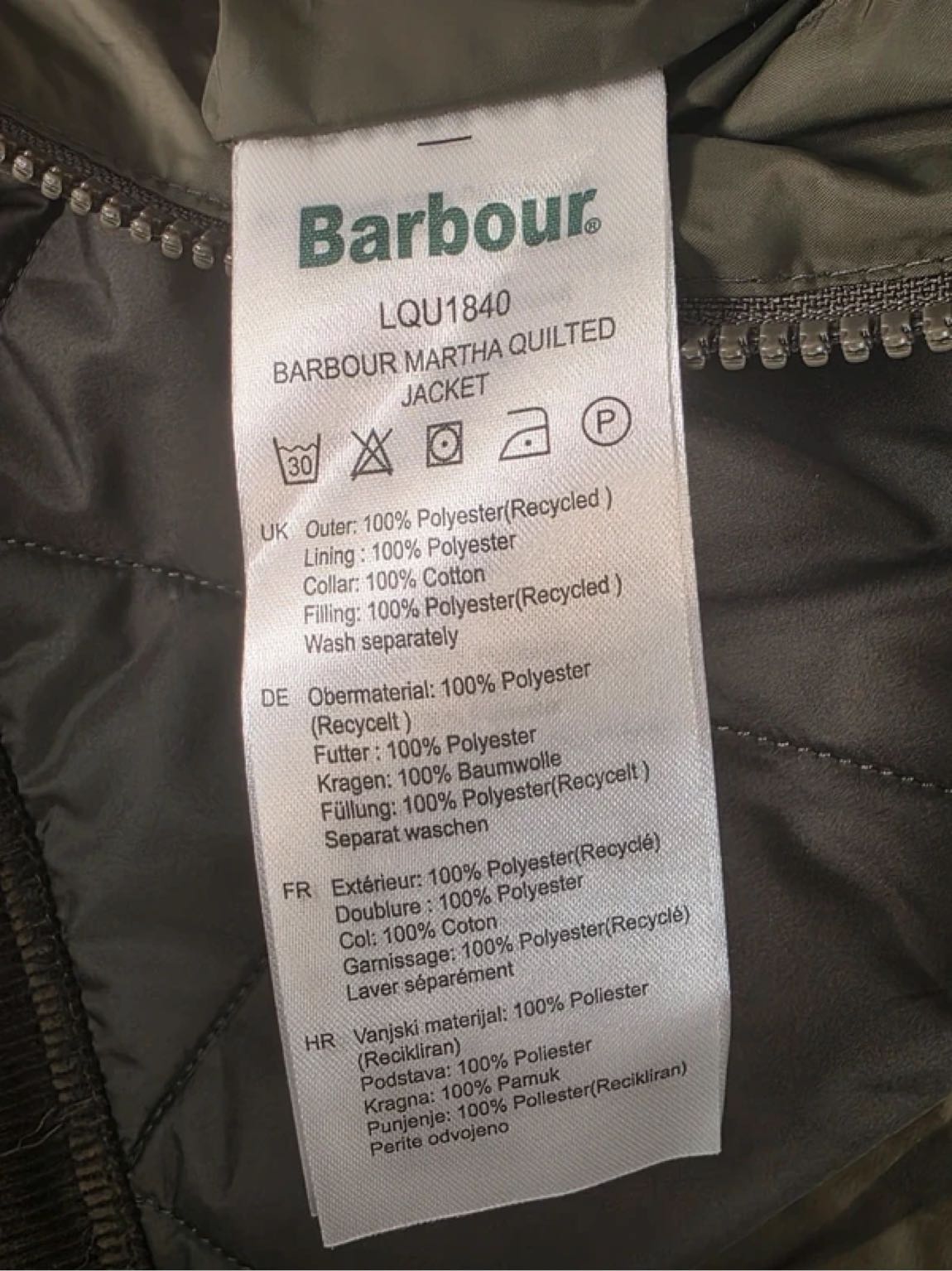 Orj Barbour Martha Quilted Haki Mont — görsel 11/16