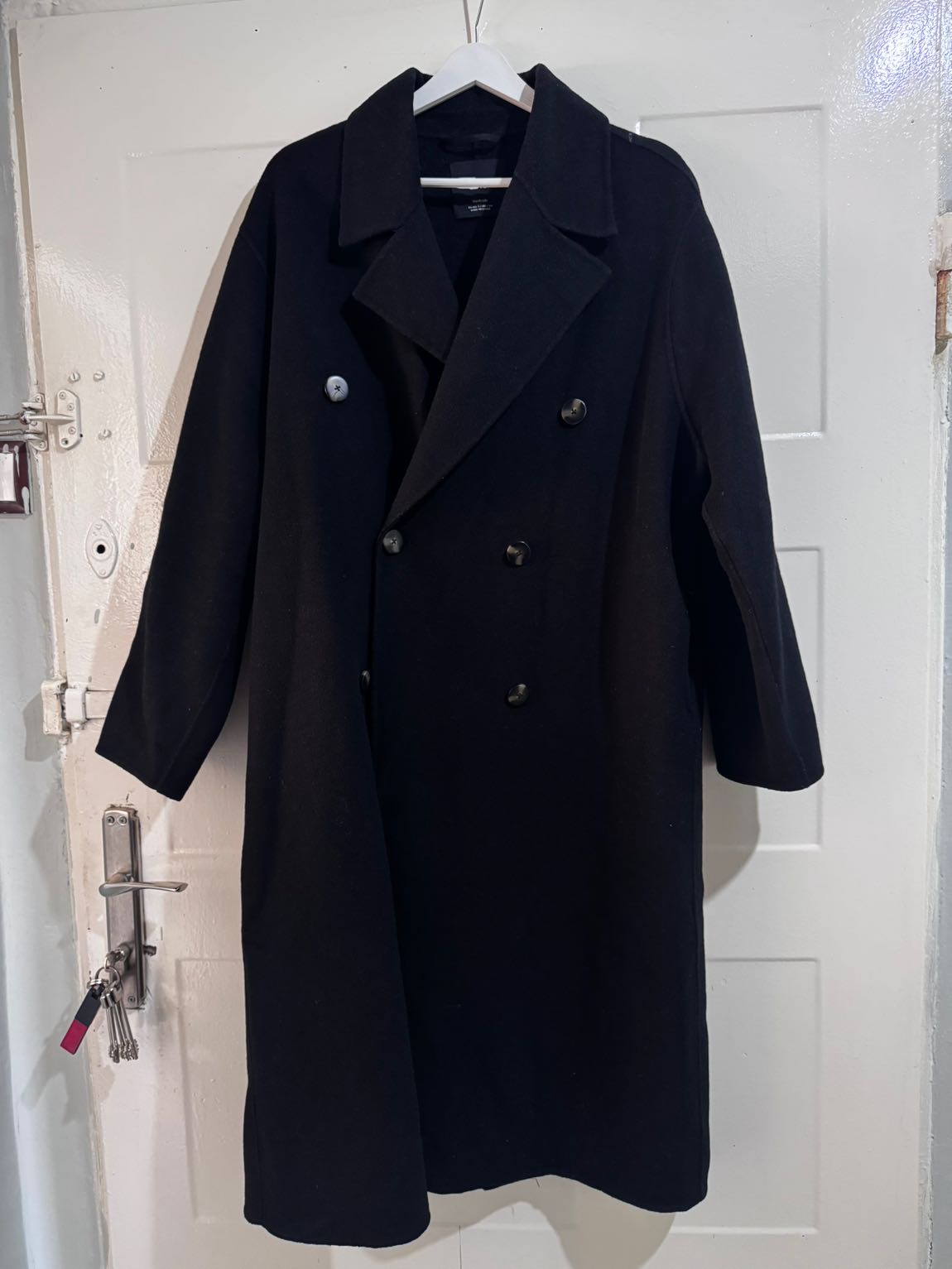 MANGO|El Yapımı Siyah Yün Kaban Oversize — görsel 2/10