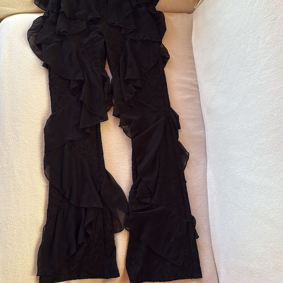 Zara siyah Fırfırlı Pantolon — görsel 4/5