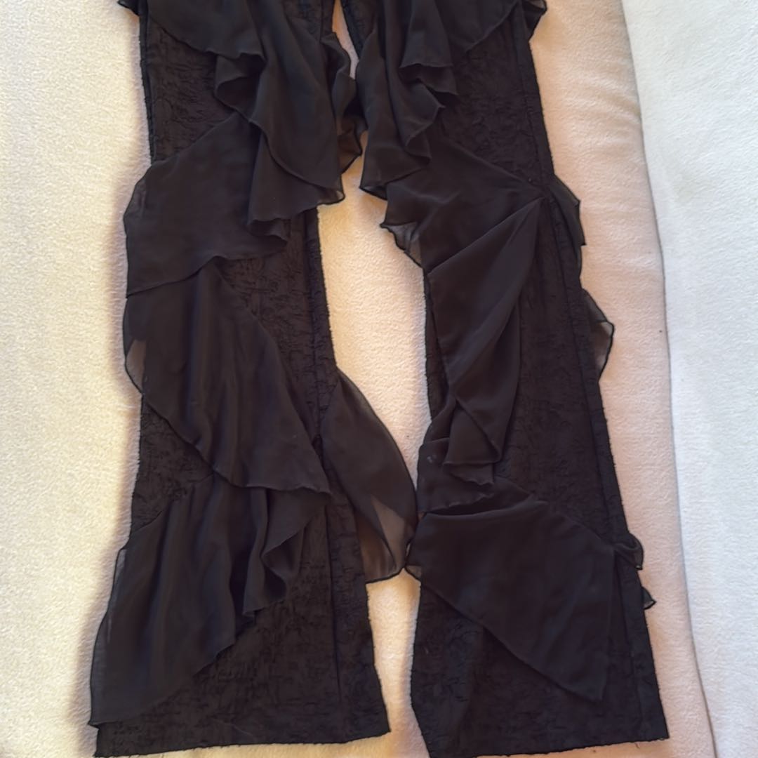 Zara siyah Fırfırlı Pantolon — görsel 5/5