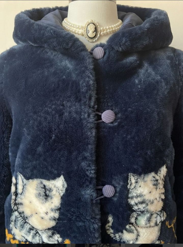Y2K 00S VINTAG CAT FAUX FUR HOODED COAT — görsel 4/7
