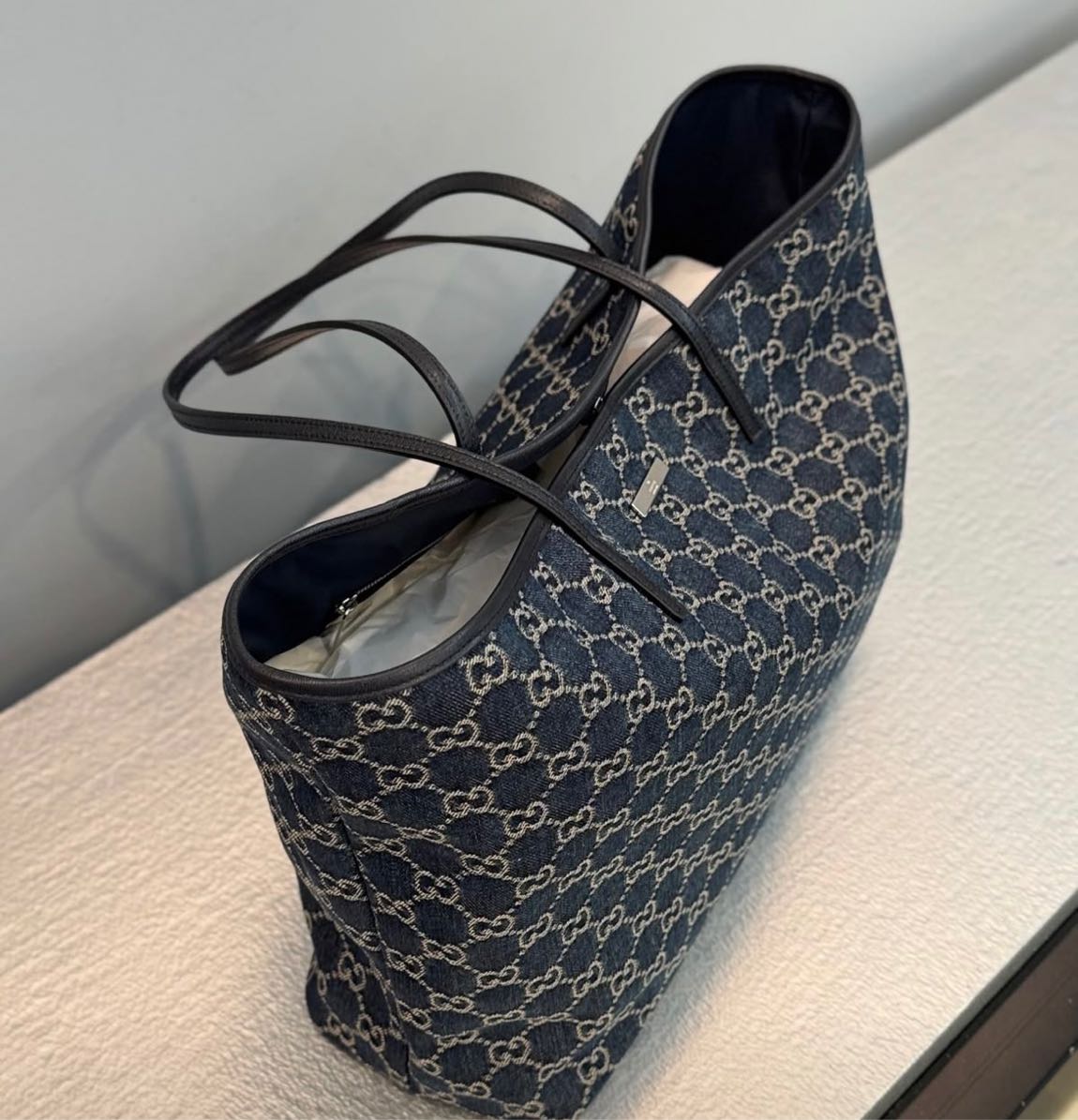 Gucc* monograme tote jean çanta — görsel 4/13