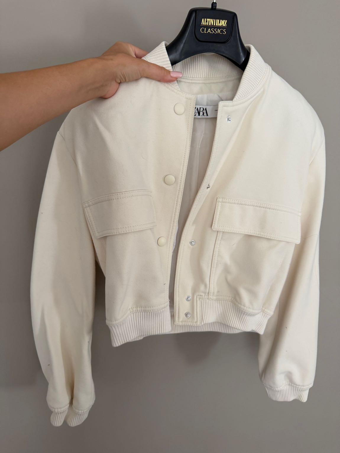 Zara Krem Bomber Ceket — görsel 5/8