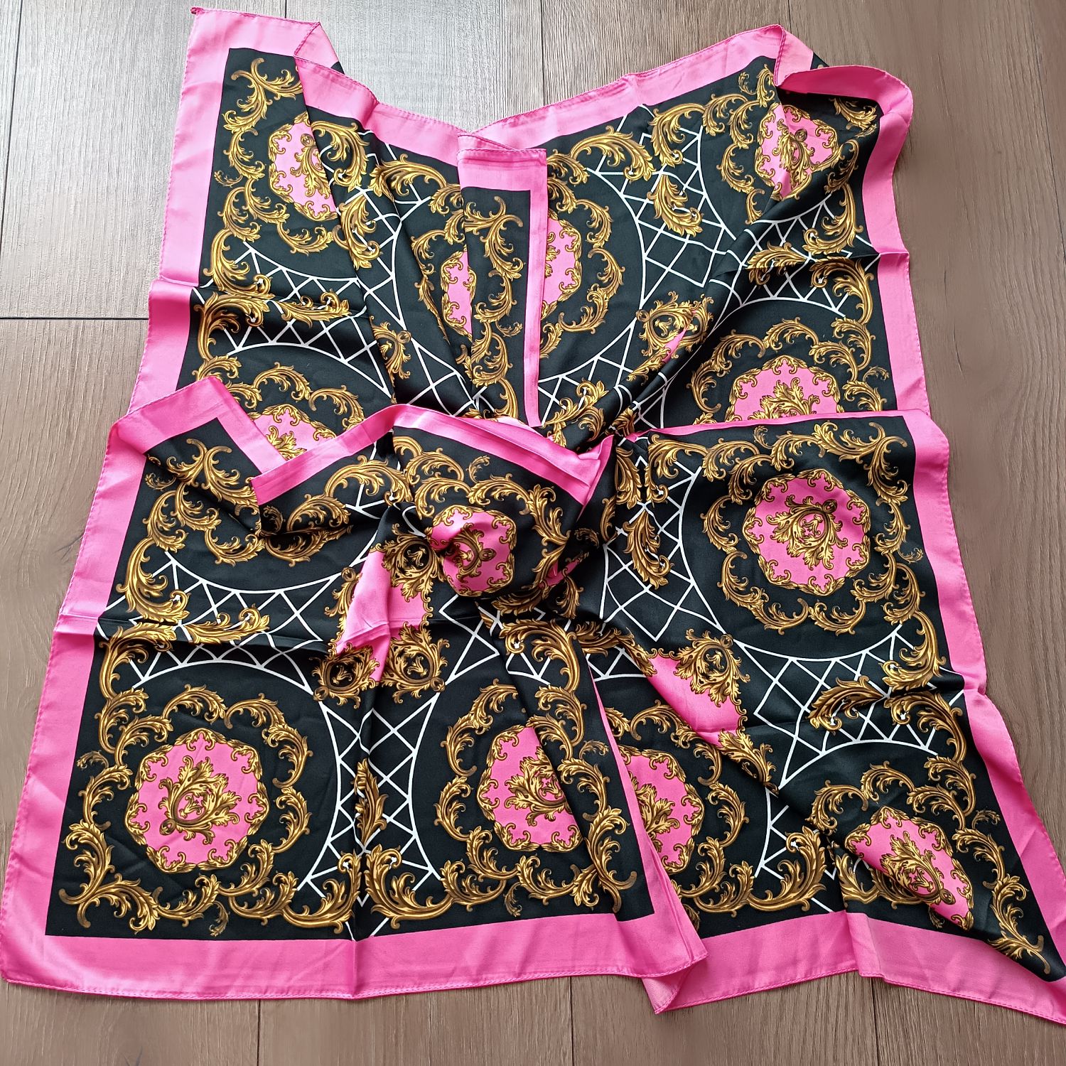 Pembe Etnik Desenli Fular Eşarp — görsel 4/8