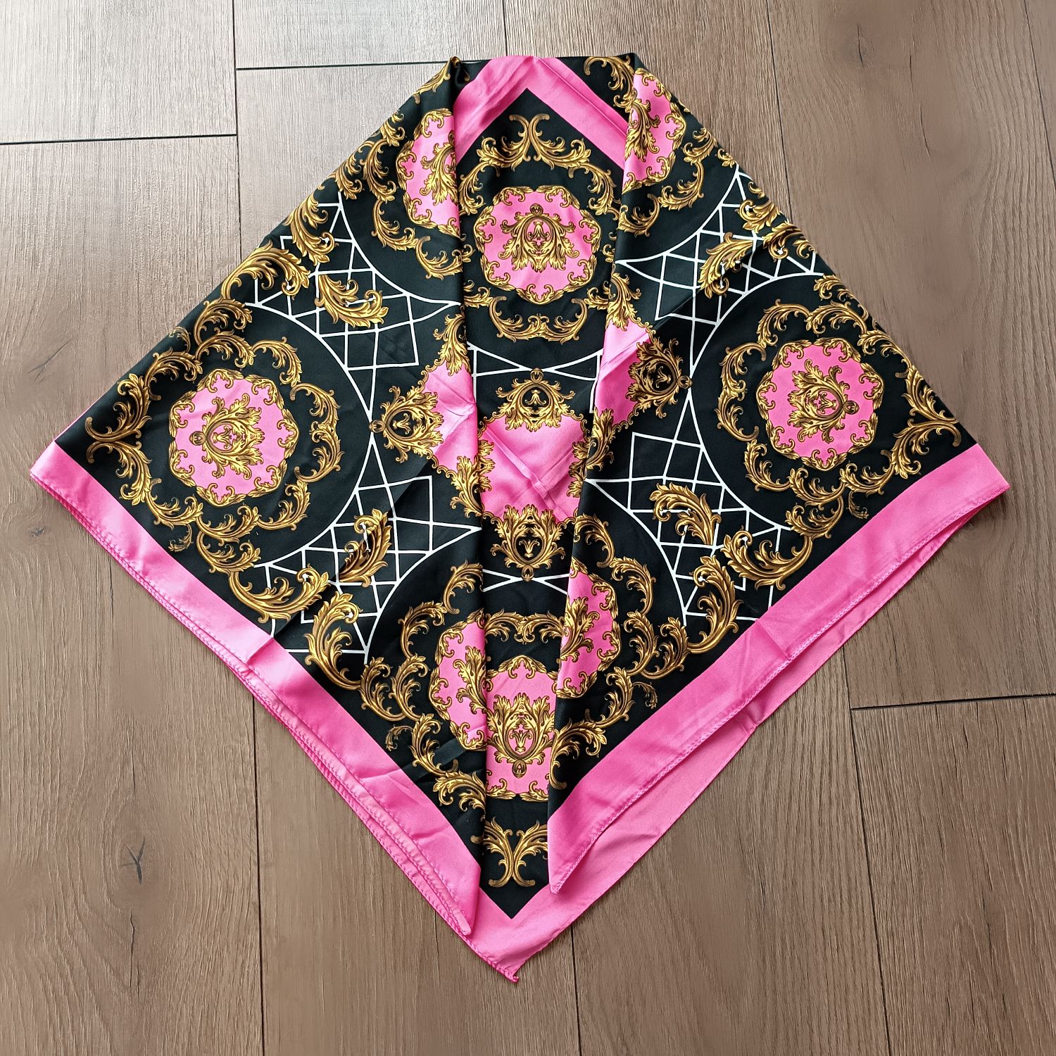 Pembe Etnik Desenli Fular Eşarp — görsel 6/8
