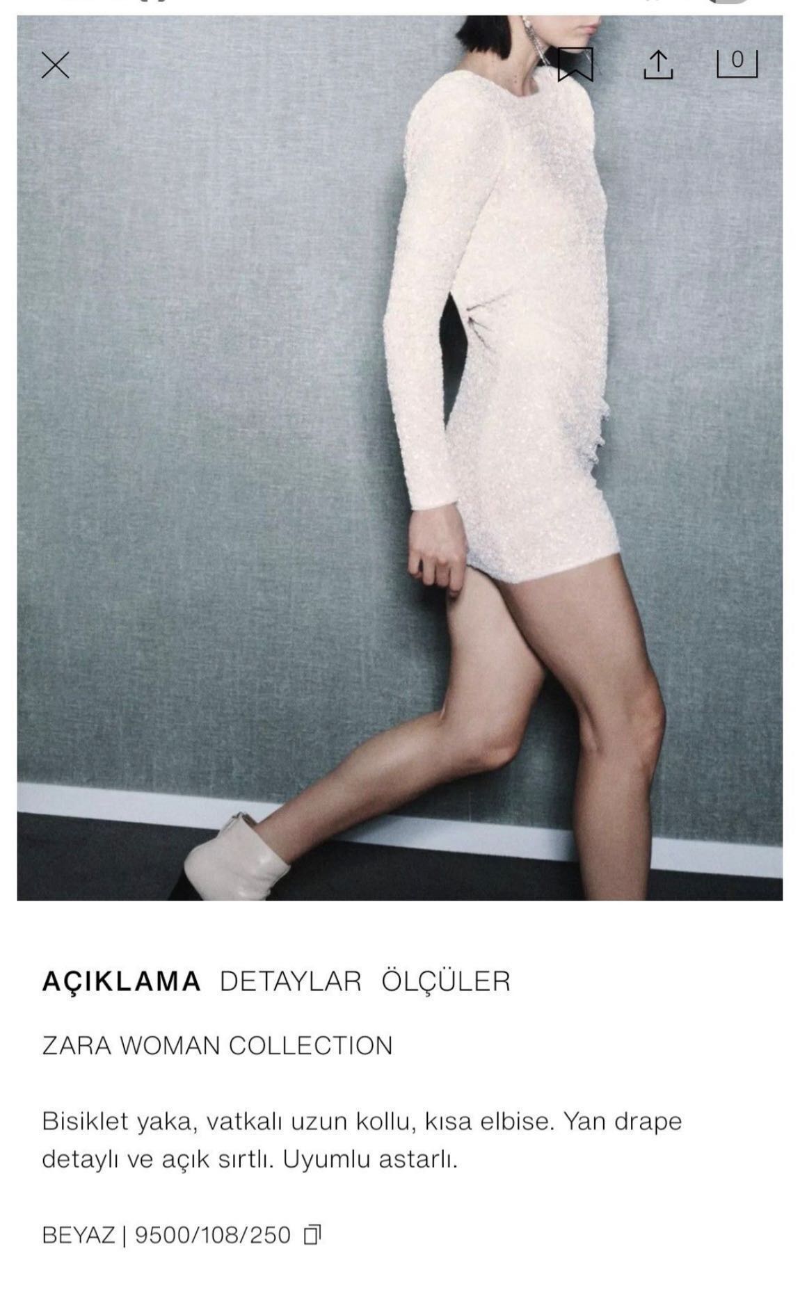 Zara Payetli Mini Elbise — görsel 4/8