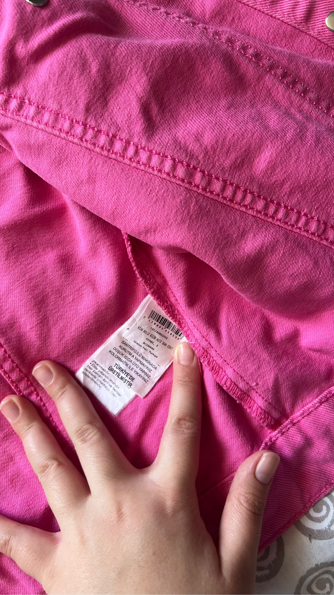 y2k beymen kısa kollu Pembe Kot Ceket — görsel 2/2