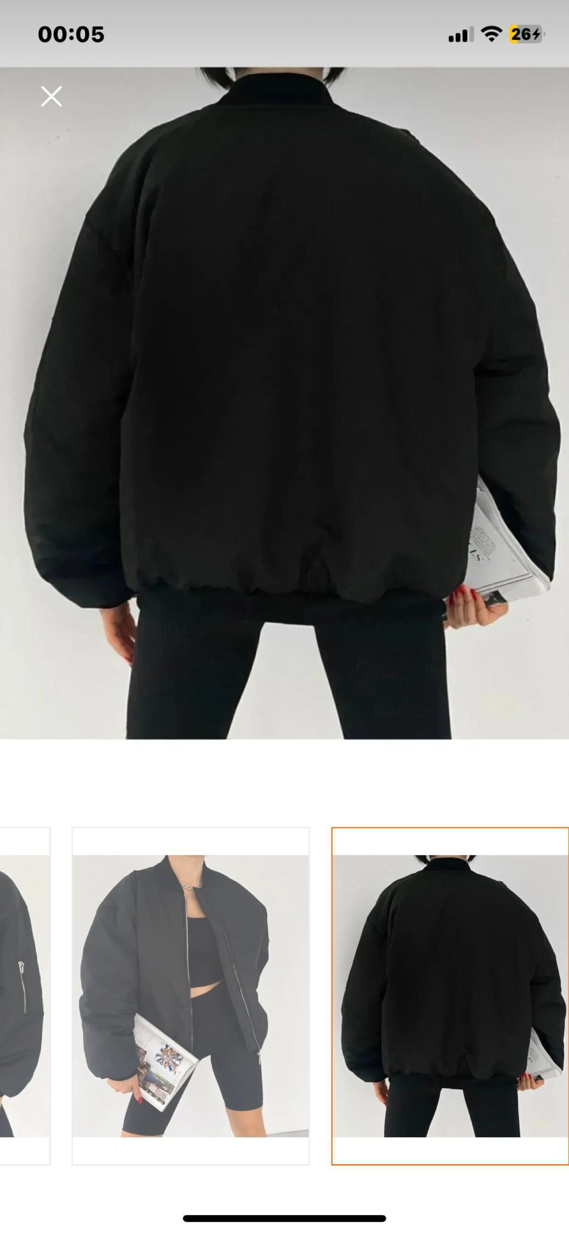 Siyah oversize bomber ceket — görsel 3/4