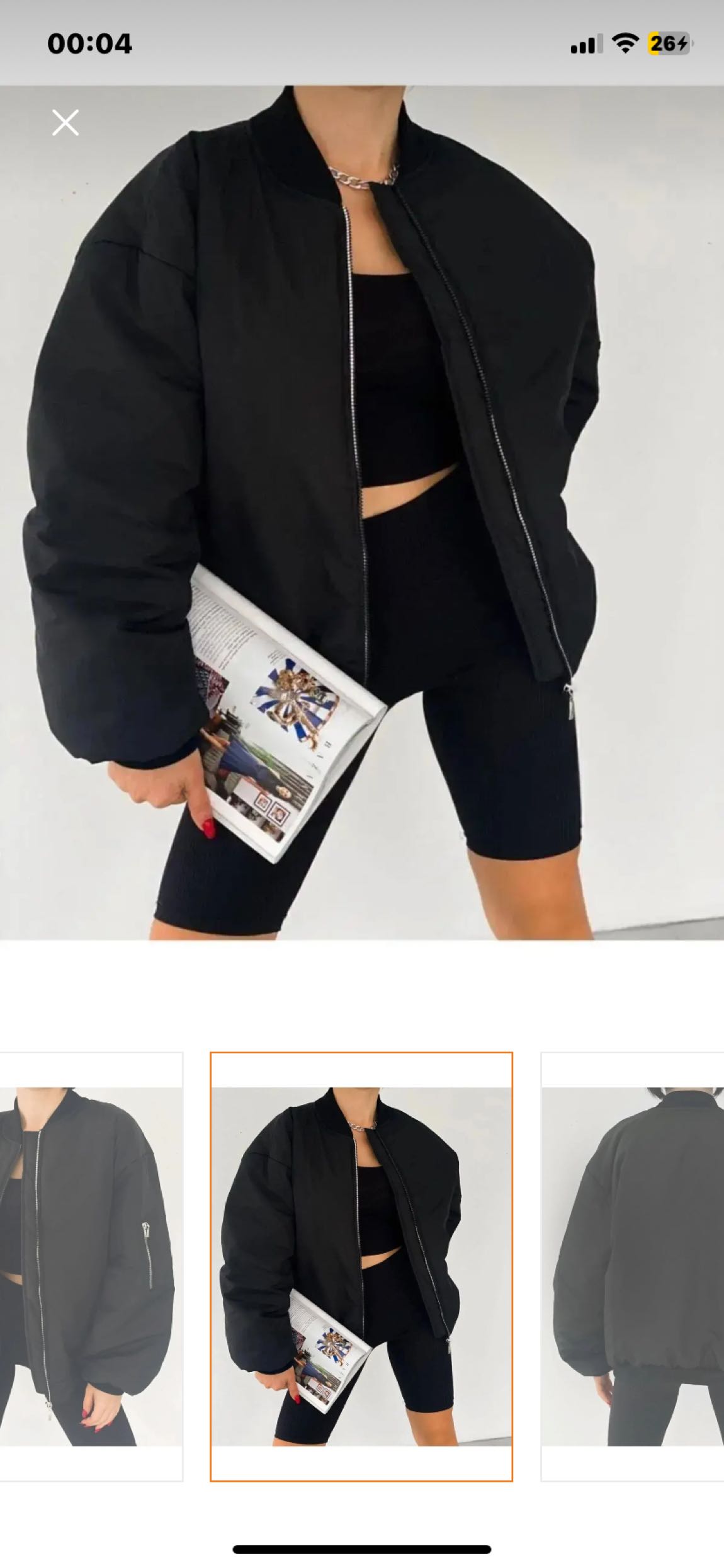 Siyah oversize bomber ceket — görsel 2/4