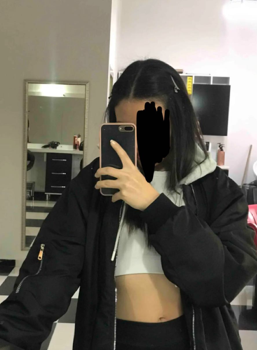 Siyah oversize bomber ceket — görsel 4/4
