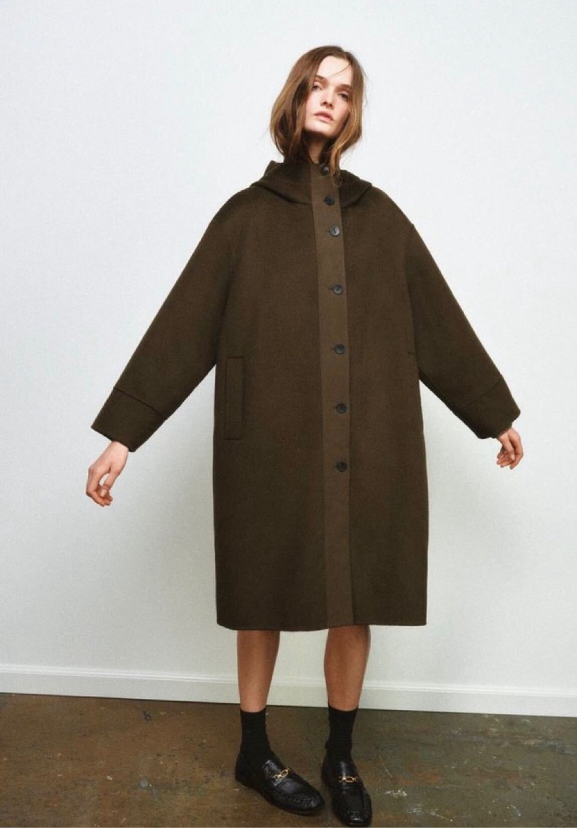 Zara Haki Yün Kapüşonlu Parka — görsel 6/9