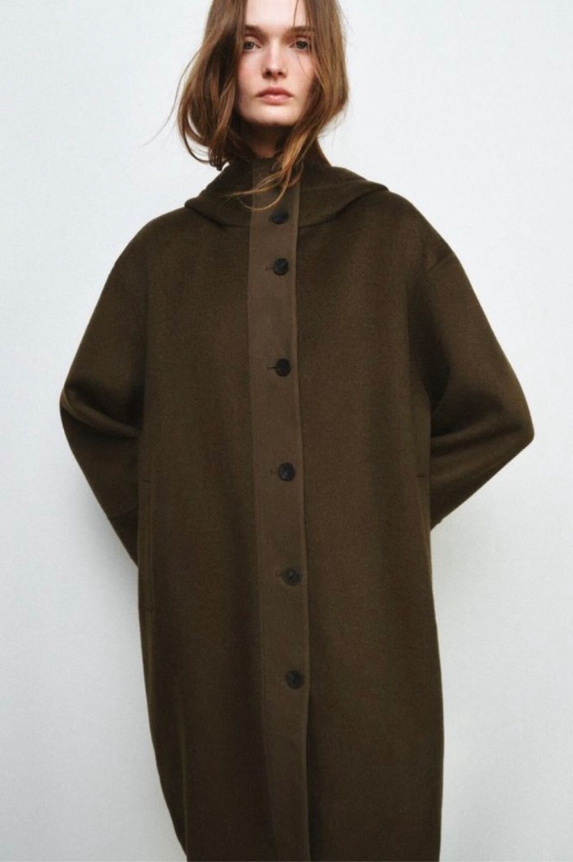 Zara Haki Yün Kapüşonlu Parka — görsel 3/9