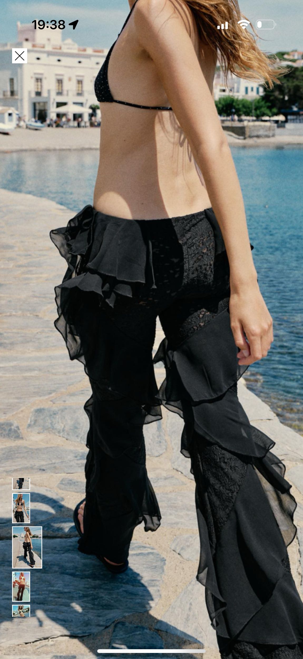 Zara siyah Fırfırlı Pantolon — görsel 3/5